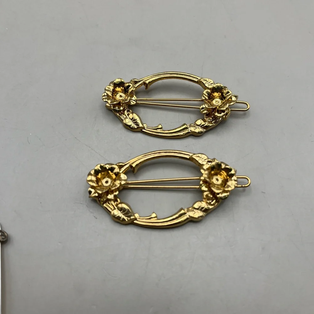 Timeless Elegance Vintage Gold and Silver Hair Comb Set Touch of Old World Charm